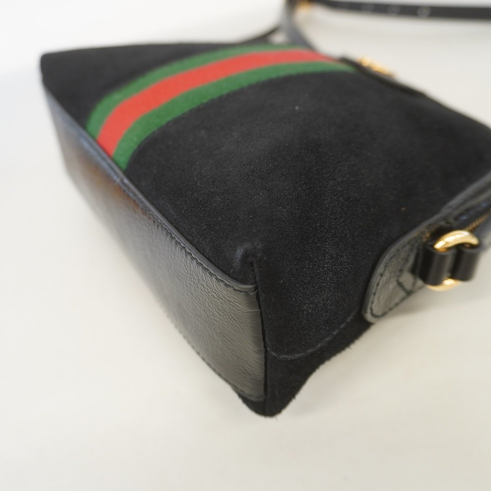 Auth Gucci Shoulder Bag Ophdia 499621 Suede Black Gold metal - Picture 8 of 10